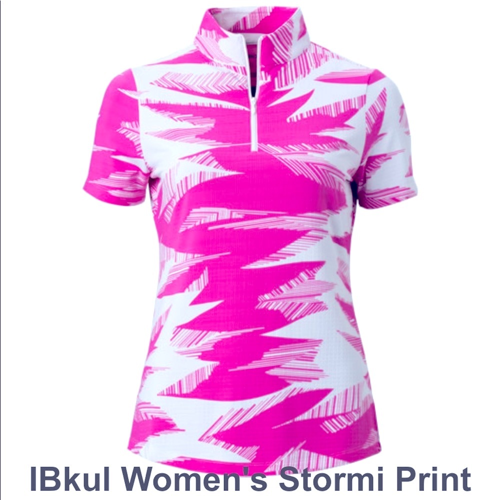 New sweat LESS IBKUL ❄️ COOL Mock Neck Short Sleeve Graphic Tee Stormi Pink XS
